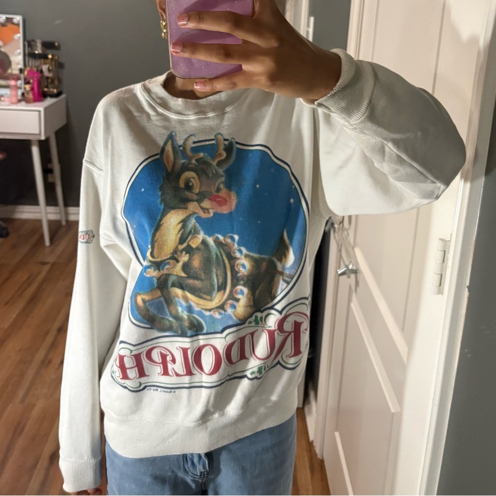 White Rudolph Graphic Sweatshirt